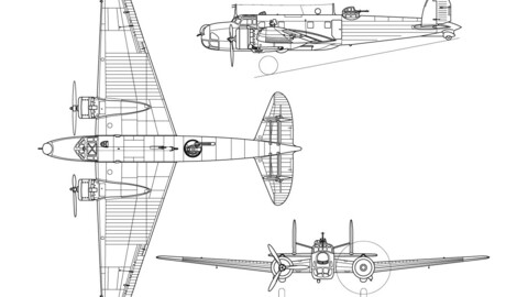 Fiat B.R.20 3-view-svg vector file