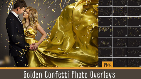 Golden Confetti Photo Overlays