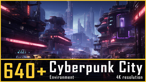 640+ Cyberpunk City Environment, Urban Concept | Reference pack | 4K