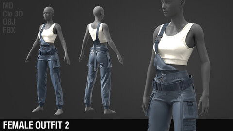 Female outfit 2 / Pants / T-shirt / Belt / Marvelous Designer