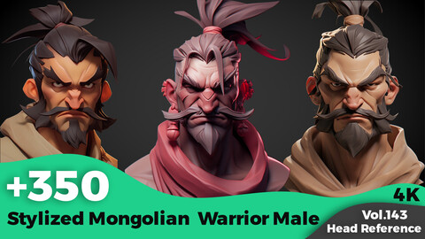 +350 Stylized Mongolian Warrior Male (4k)