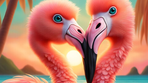 Kissing Flamingos