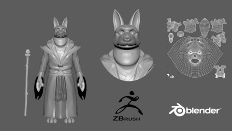 Cartoon Wolf-Old- base mesh