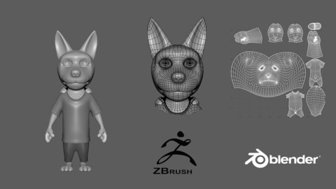 Cartoon Young-Wolf- base mesh