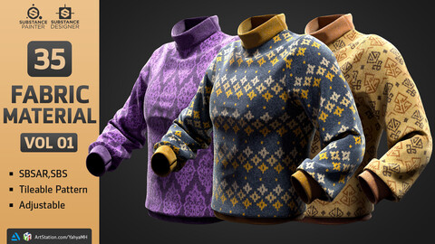 35 Fabric PBR Material (SBSAR) + SBS File - Fabric & Cloth VOL 01