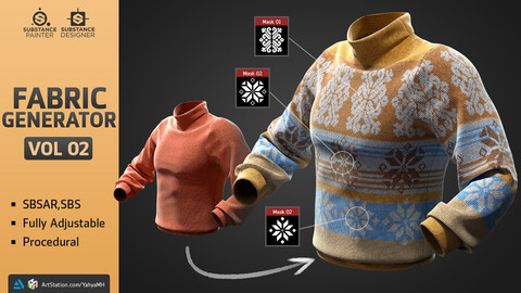 Fabric Generator - Fully Adjustable Material (SBSAR+SBS) + 15 Free Alpha - Fabric & Cloth VOL 02