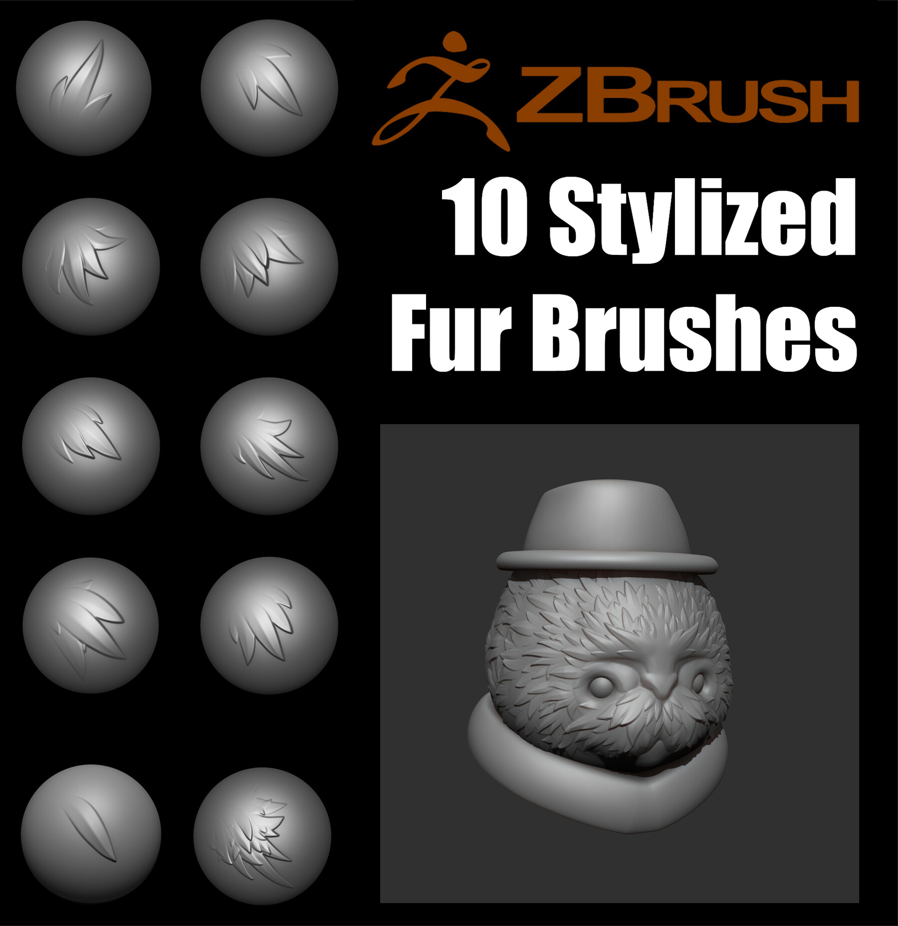 ArtStation - 10 Stylized Fur Brushes | Brushes