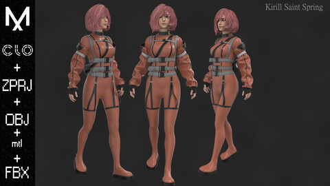 Sci-fi Outfit Female Marvelous designer/Clo3d OBJ mtl FBX ZPRJ