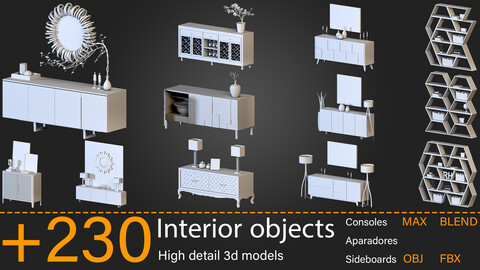 +230-Interior objects (Consoles / Aparadores / Sideboards) -Kitbash -vol.03