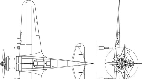 Fokker D.XXI 3-view line drawing-svg vector file