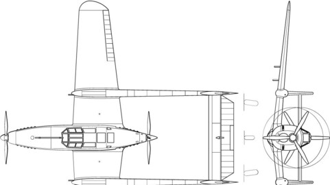 Fokker DXXIII 3-view line drawing-svg vector file