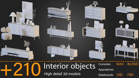 +210-Interior objects (Consoles / Aparadores / Sideboards) -Kitbash -vol.04