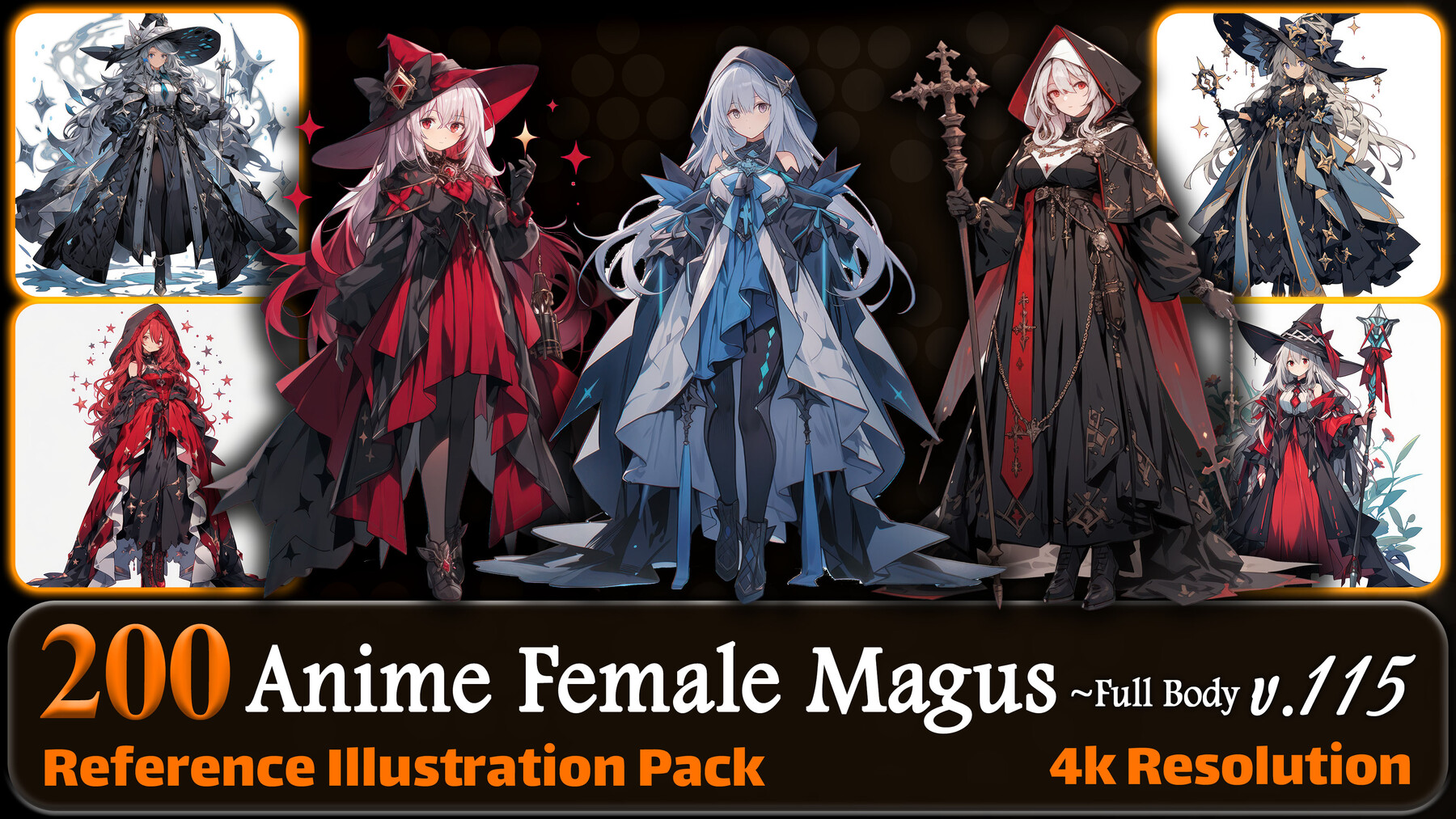 Artstation - 200 Anime Female Magus (full Body) Reference Pack 