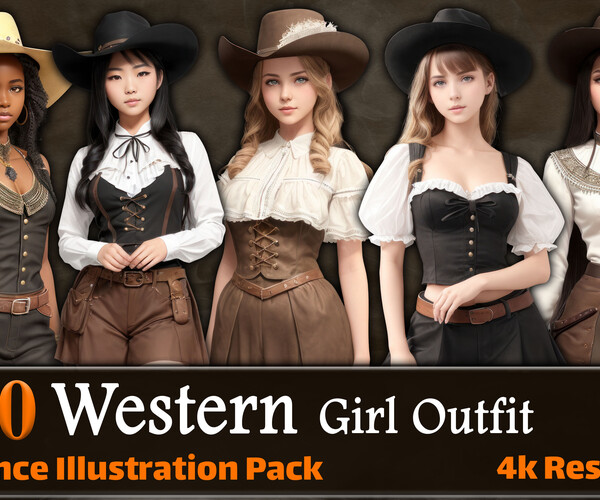 ArtStation - 330 Western Girl Outfit Reference Pack | 4K | v.34 | Artworks