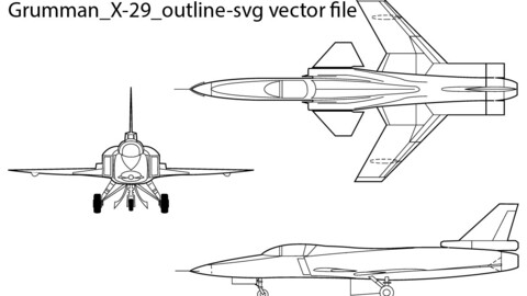 Grumman X-29 outline-svg vector file