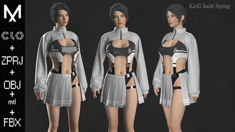 OUTFIT FEMALE Marvelous designer Clo3d OBJ mtl FBX ZPRJ