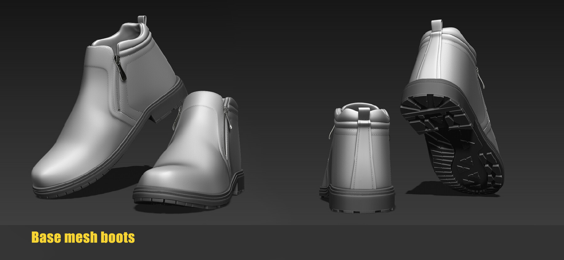 ArtStation - Realistic Leather Boots BASE MESH 3D models. FBX, OBJ, ZTL ...