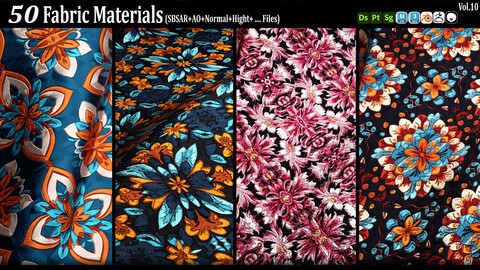 50 Fabric And Guipure Materials (SBSAR+AO+NRM+Hight+...) Vol10