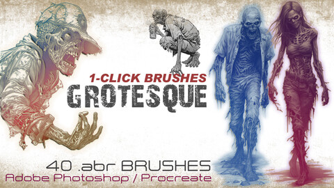 GROTESQUE - 1-Click Amazing .ABR Brushes for Photoshop and Procreate