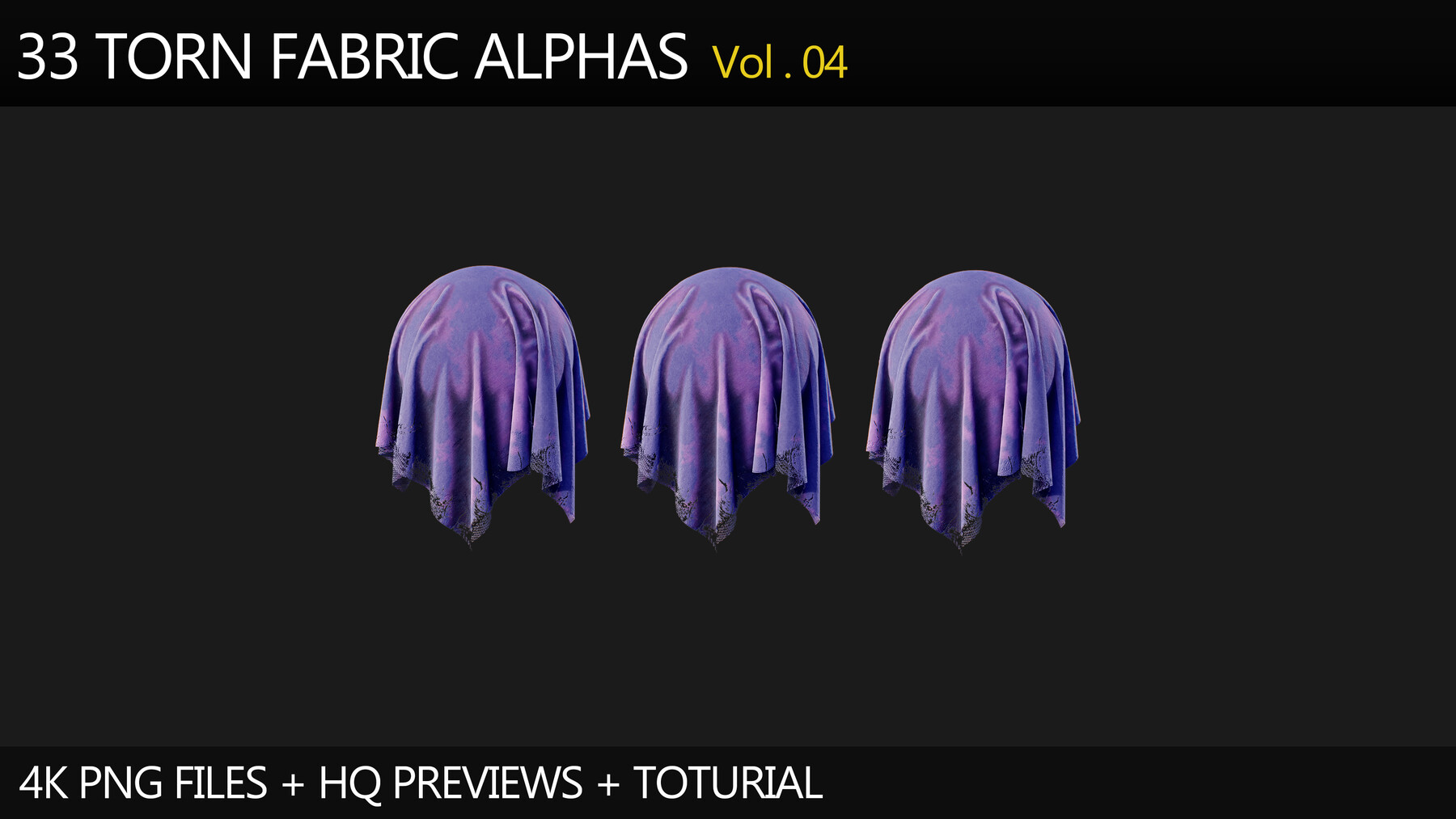 ArtStation - 33 Torn Fabric Alphas (Vol.4) + Video Tutorial | Game Assets