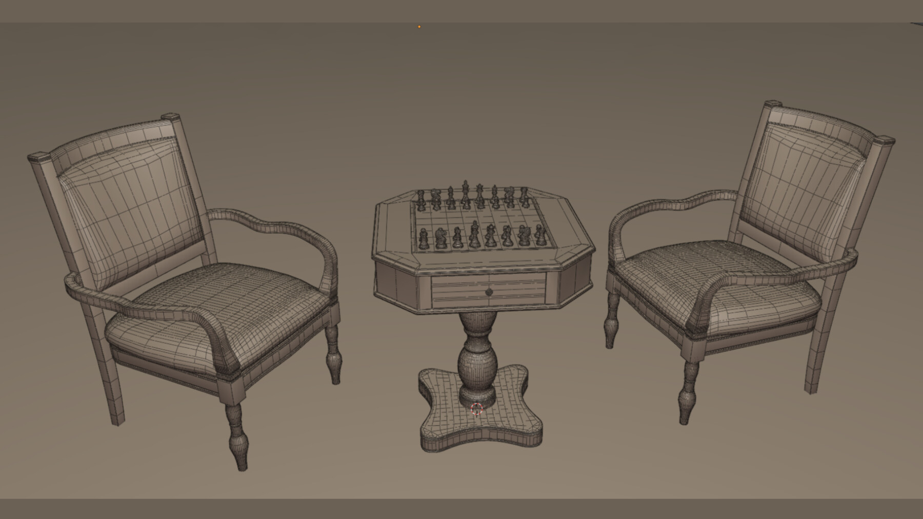 ArtStation - Black Chess, Pedestal Game Table and Chairs | Resources