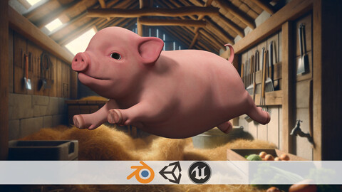 Playful Piglet 3D Pig Model Low-poly 3D model