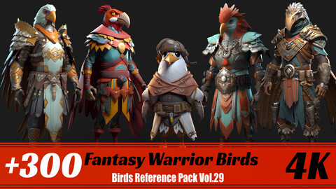 +300 Fantasy Warrior Birds | 4K | Birds Reference Pack Vol.29