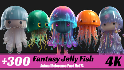 +300 Fantasy Jelly Fish | 4K | Animal Reference Pack Vol.74