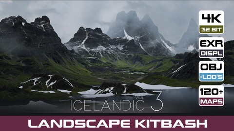 6 LANDSCAPE KITBASH PACK | Icelandic mountains Vol.3| Universal