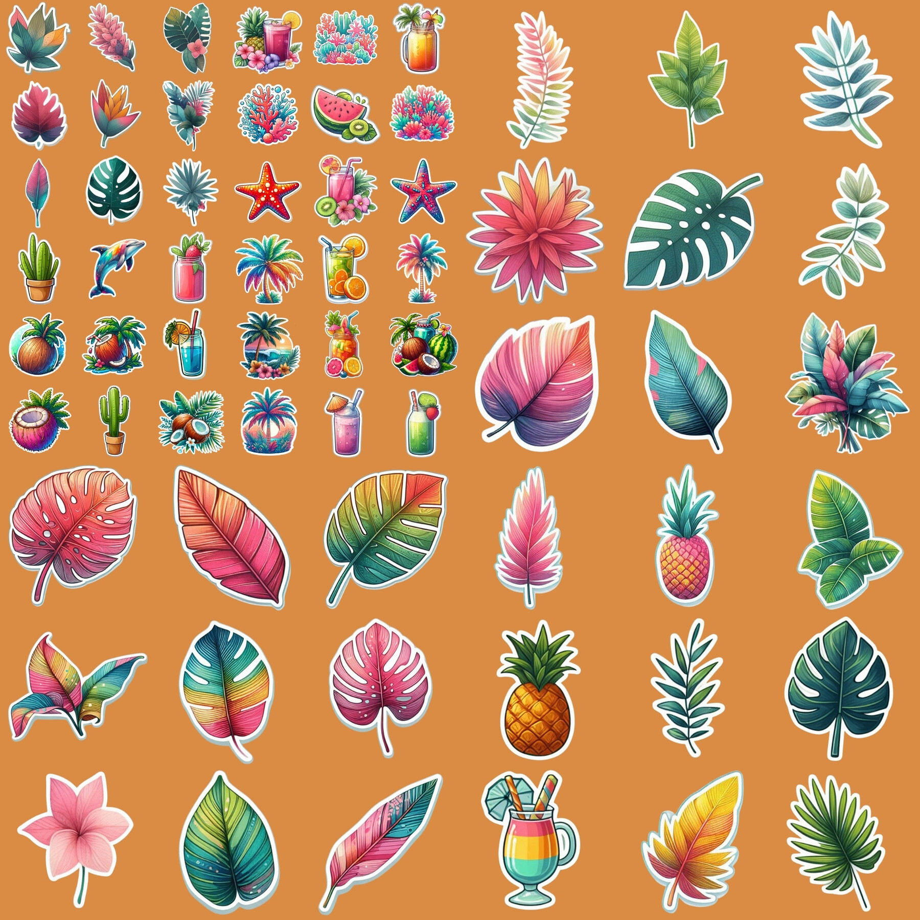 Artstation - 250 Tropical Cut Digital Sticker, Files Png Printable, 250 