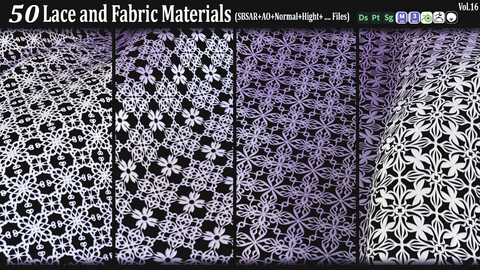 50 Lace and Guipure Materials (SBSAR+AO+NRM+Texture Files).vol16