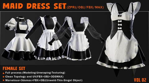 MAID DRESS SET(ZPRJ/OBJ/FBX/MAX)