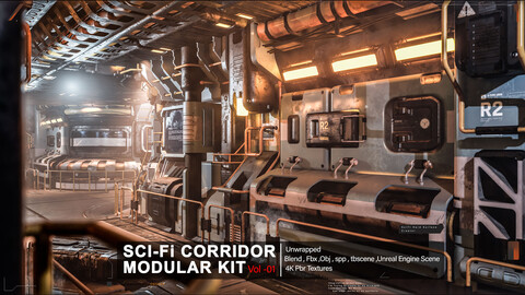 Sci-fi Corridor Modular Kit Vol 01