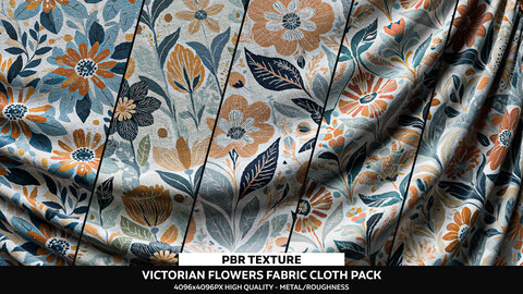 Victorian Flowers Cloth Fabric PBR Texture Pack