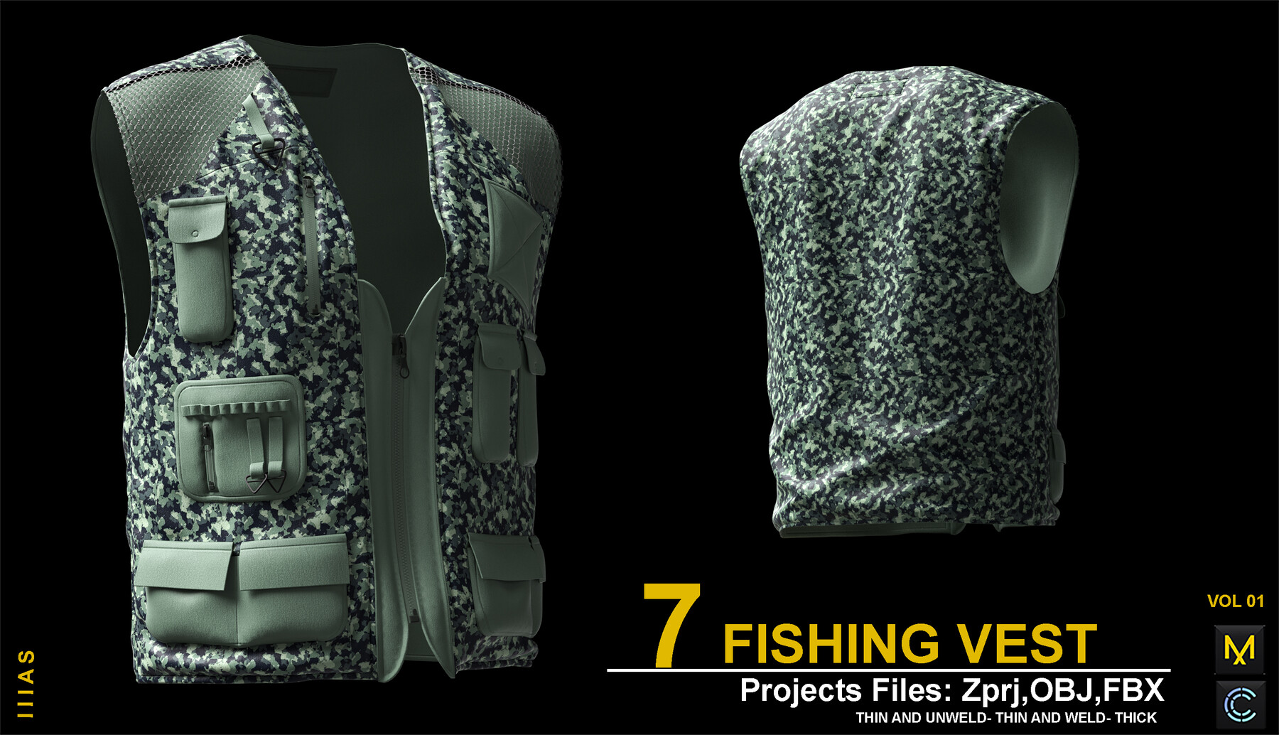 ArtStation - 7 FISHING VEST VOL 1 (MARVELOUS DESIGNER AND CLO3D