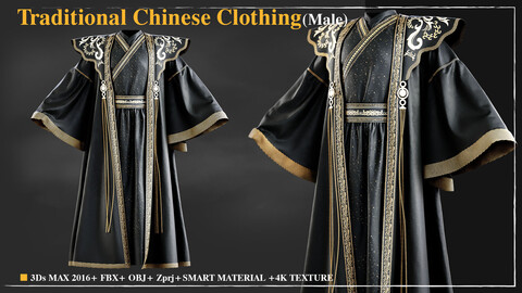 traditional  chinese  clothing / Marvelous Designer / 4k Textures/Smart material / OBJ-FBX