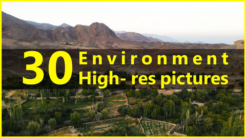 30 high-resolution aerial photos of a green valley- vol01