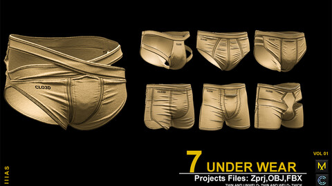 under wear man  VOL 1 (CLO3D AND MAEVELOUS DESIGNER) ZPRJ, OBJ, FBX