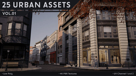 25 Low Poly Urban Assets - Vol.01