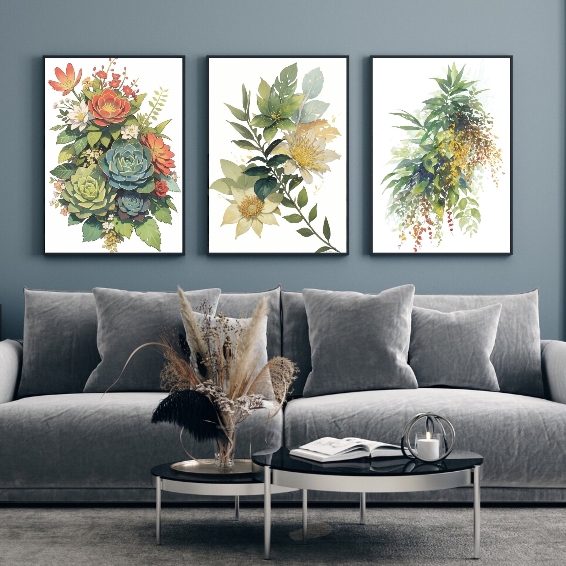 ArtStation - Tropical Flowers Art, Wall Art Print, Watercolor Tropical ...