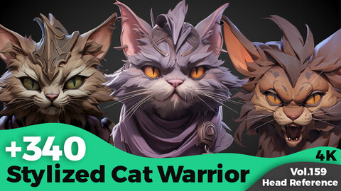 +340 Stylized Cat Warrior Head Reference(4k)