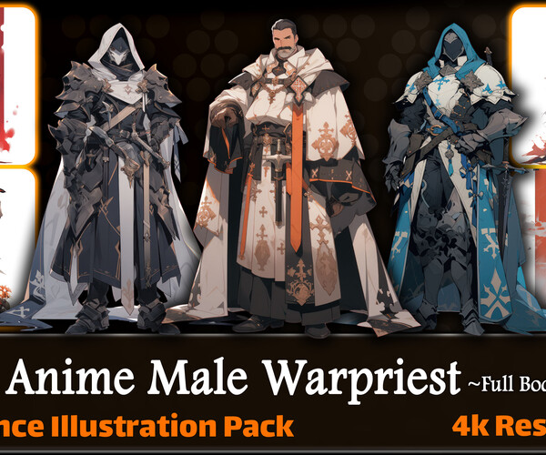 ArtStation - 200 Anime Male Warpriest (Full Body) Reference Pack | 4K ...