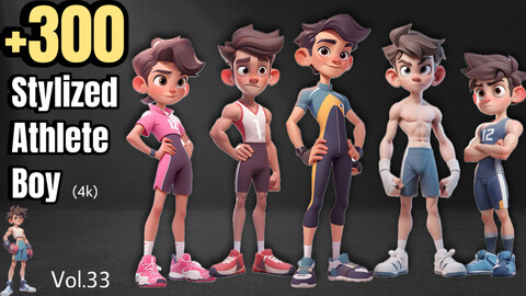 +300 Stylized Athlete Boy(4k)