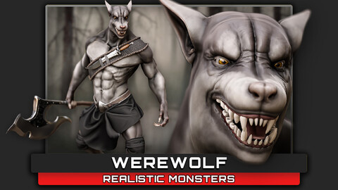 Werewolf Lycanthrope - Realistic 3D Model - Rigged Animated Beast - Night Predator - Full Moon Mythology - #25