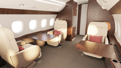 Buisiness jet interior Bej