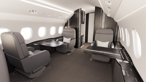 Buisiness jet interior Black