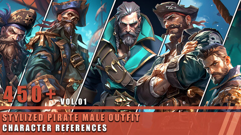 450+ Stylized Pirate Male Outfit - Character References Vol.01