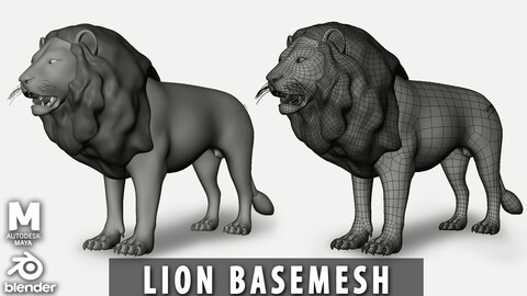 Lion Basemesh  - Topology + UV Map