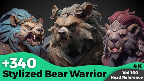 +340 Stylized Bear Warrior Head Reference(4k)