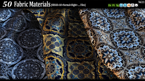 50 Fabric And Guipure Materials (SBSAR+AO+NRM+Hight+...) Vol11